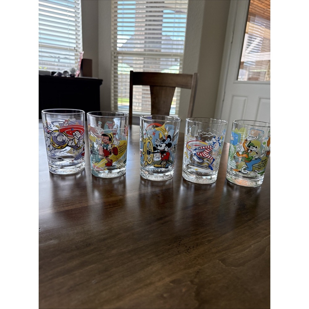 Walt Disney McDonalds 2002 100 Years of Magic Glasses Tumblers Set of 5 Vintage